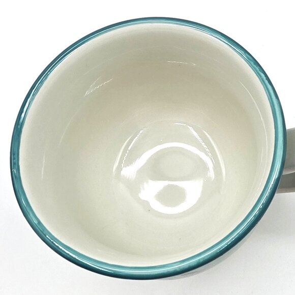 Pioneer Woman Flea Market Floral Turquoise Yellow Footed Stoneware Coffee Mug - Picture 7 of 9